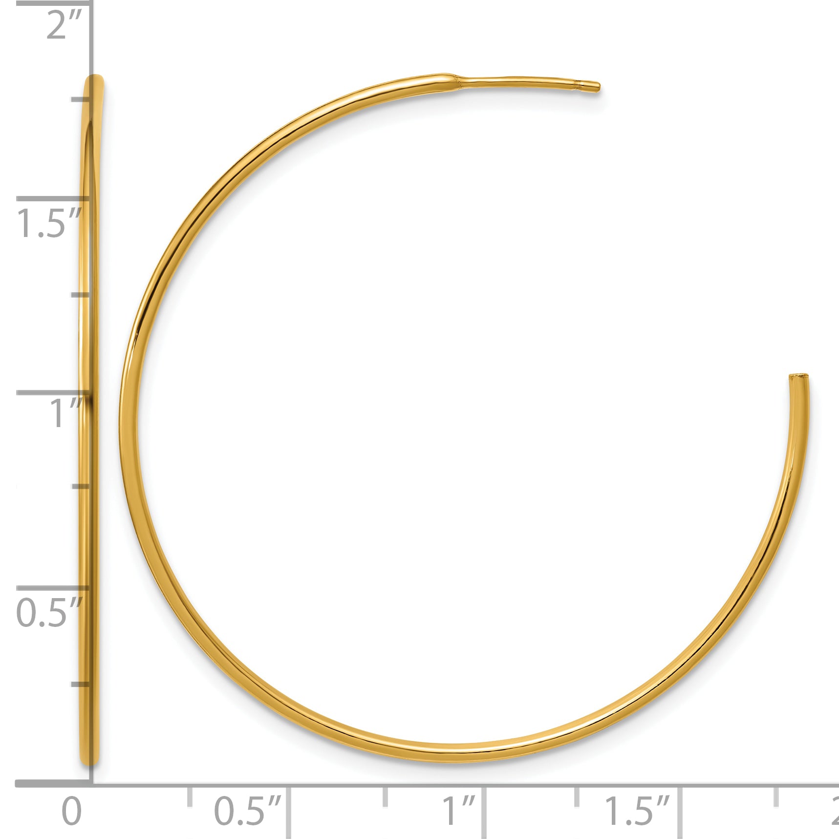 14K Gold Filled 1.30 x 45mm Post Hoop Earrings - view 3