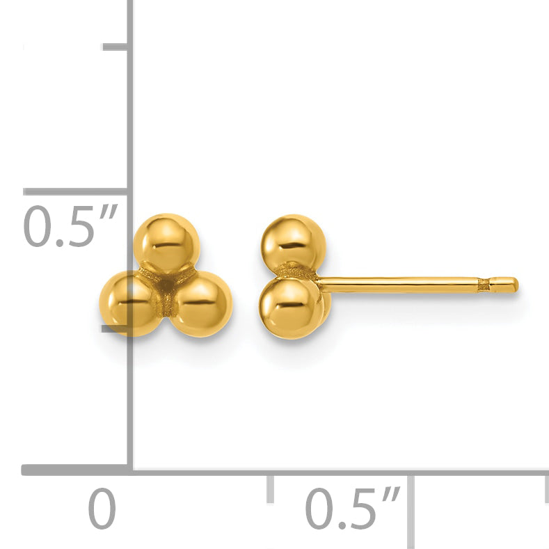 14K Gold Filled 3 Ball Post Earrings - view 3