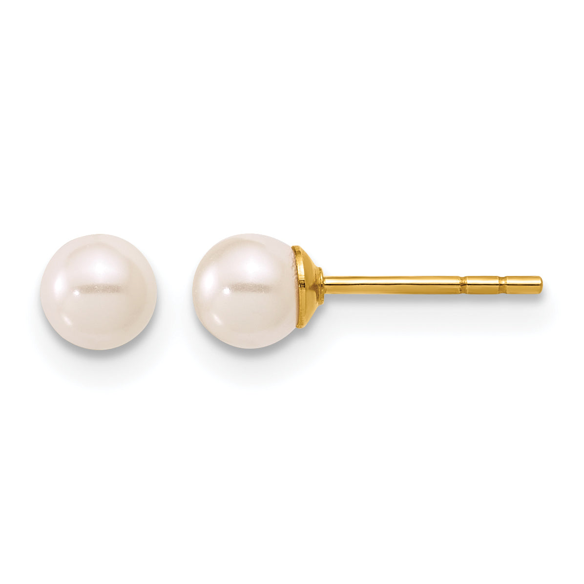 14K Gold Filled 4mm Crystal Simulated Pearl Ball Post Earrings by Sophia Jewelers
