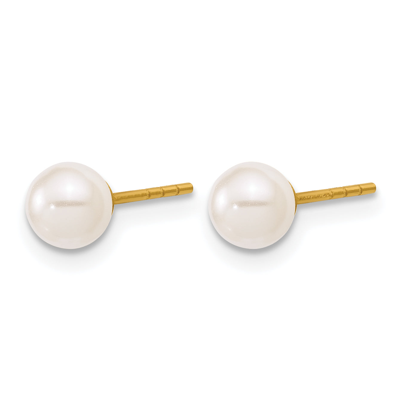 14K Gold Filled 5mm Crystal Simulated Pearl Ball Post Earrings - view 2