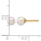 14K Gold Filled 5mm Crystal Simulated Pearl Ball Post Earrings - view 3