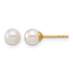 14K Gold Filled 5mm Crystal Simulated Pearl Ball Post Earrings by Sophia Jewelers