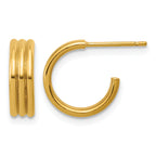 14K Gold Filled 3.80 x 12mm 3 Row Post Hoop Earrings by Sophia Jewelers