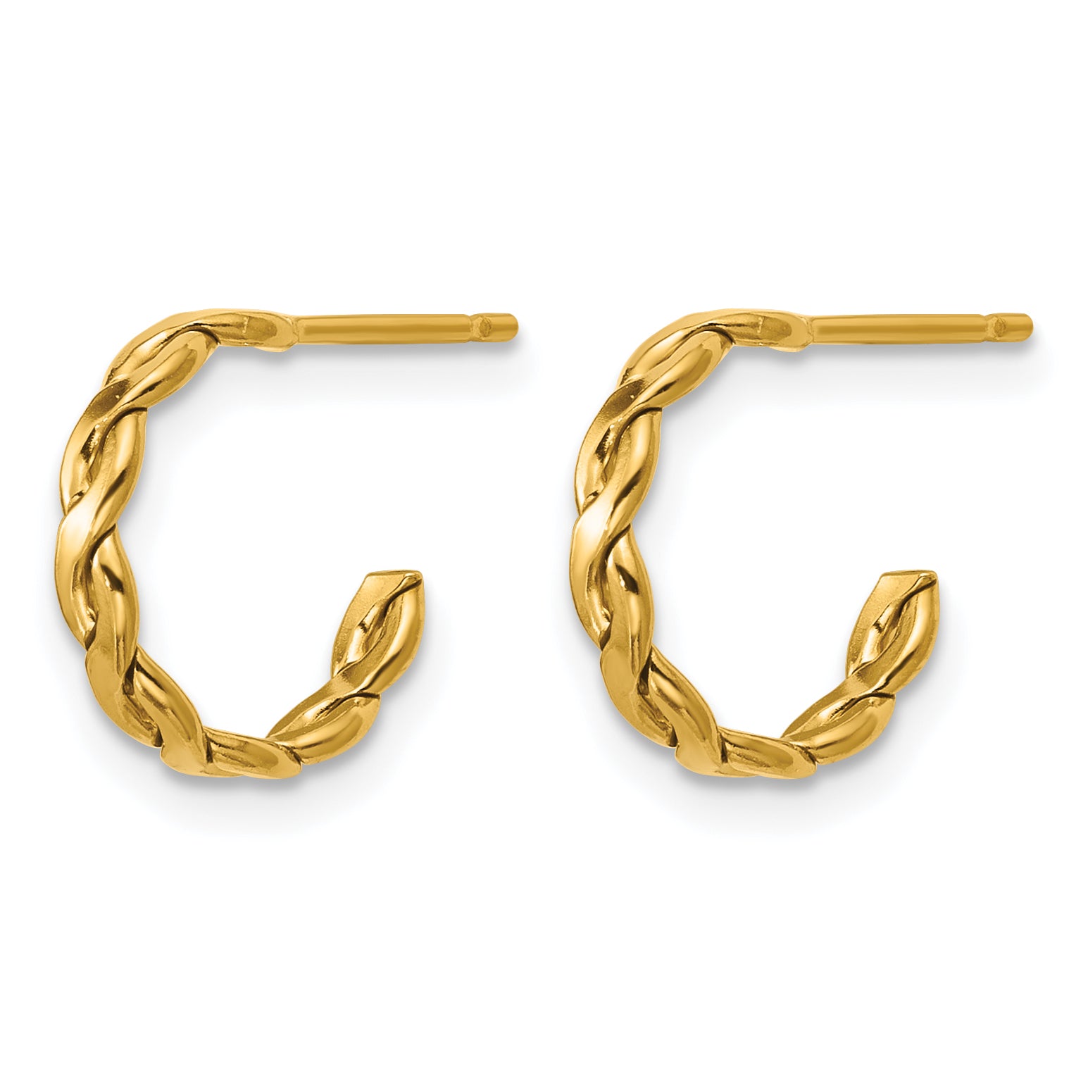 14K Gold Filled 2.50 x 12mm Braided Post Hoop Earrings Secondary image