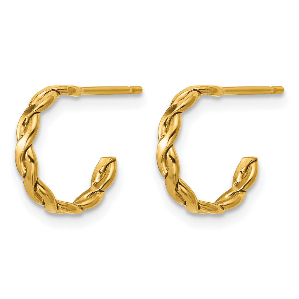 14K Gold Filled 2.50 x 12mm Braided Post Hoop Earrings - view 2