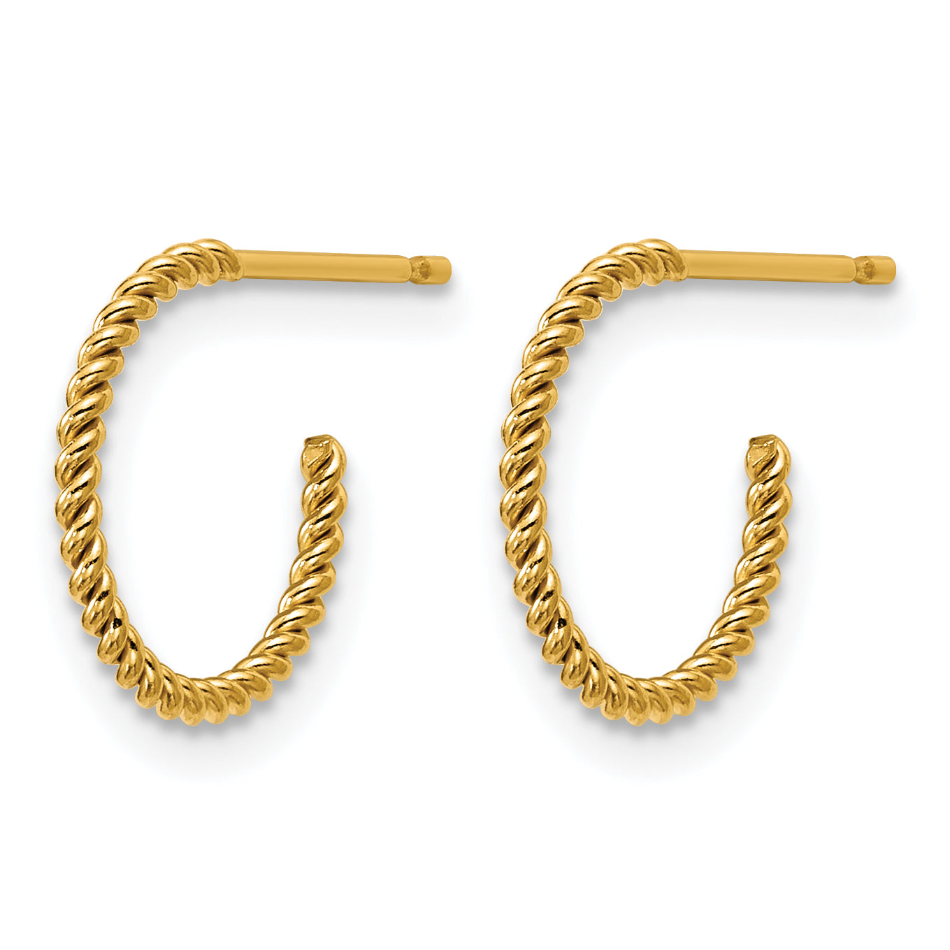 14K Gold Filled 1.20 x 12mm Twisted Post Hoop Earrings - view 2