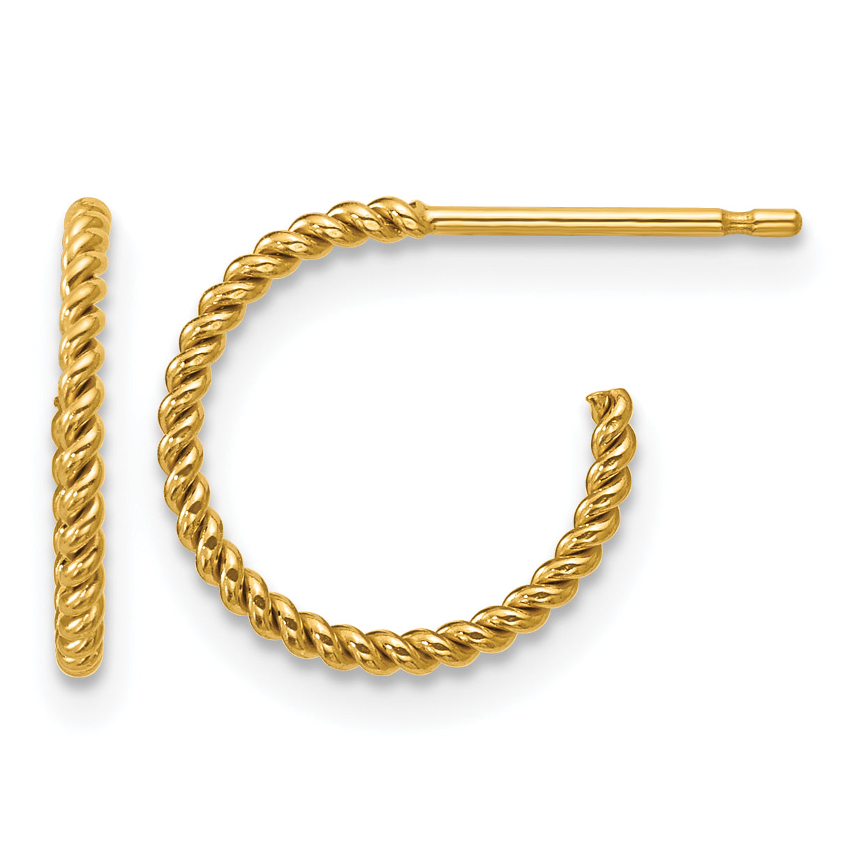 14K Gold Filled 1.20 x 12mm Twisted Post Hoop Earrings by Sophia Jewelers Main image