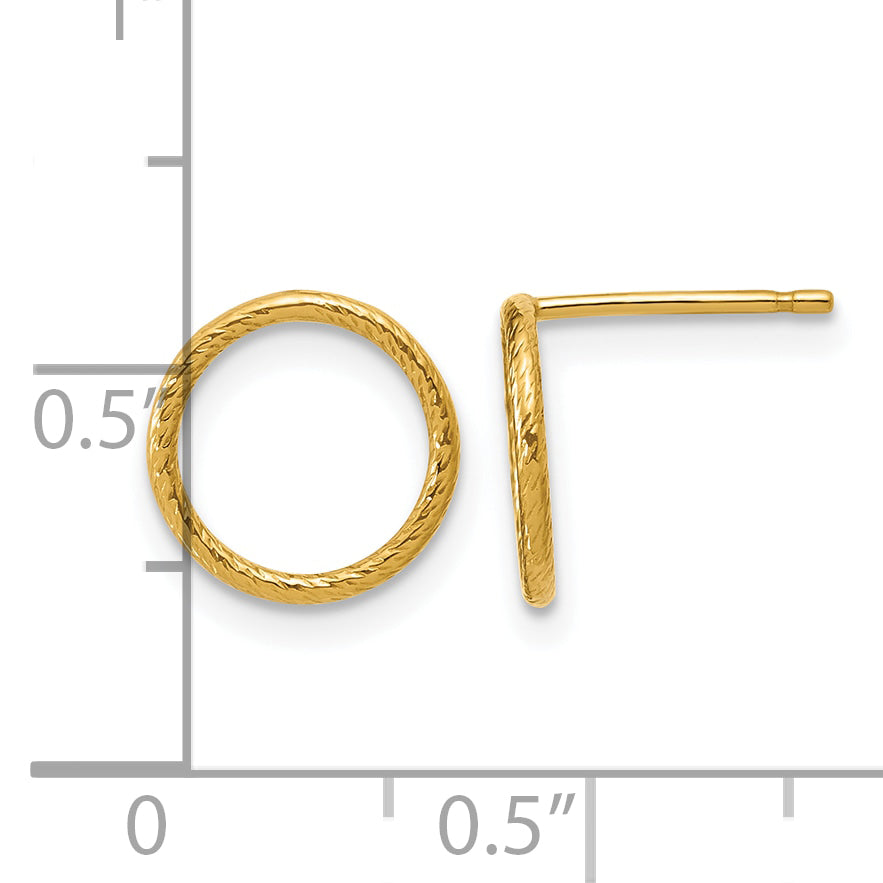 14K Gold Filled Sparkle 10mm Open Circle Post Earrings - view 3