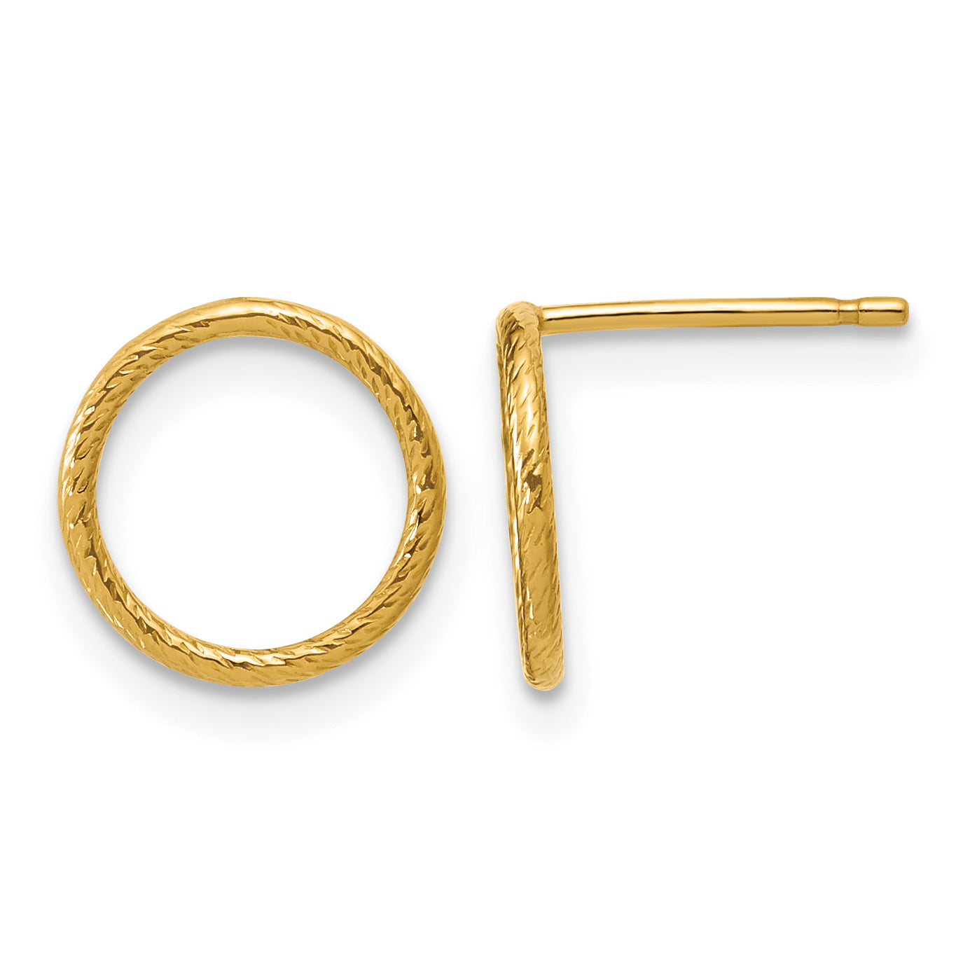 14K Gold Filled Sparkle 10mm Open Circle Post Earrings by Sophia Jewelers
