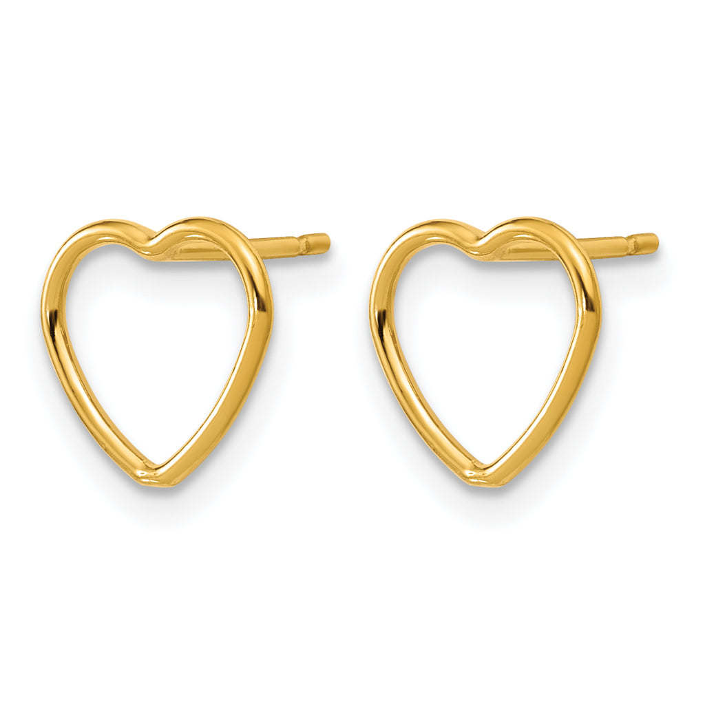 14K Gold Filled 10mm Open Heart Post Earrings - view 2