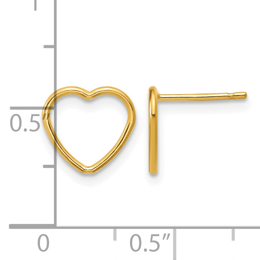 14K Gold Filled 10mm Open Heart Post Earrings - view 3