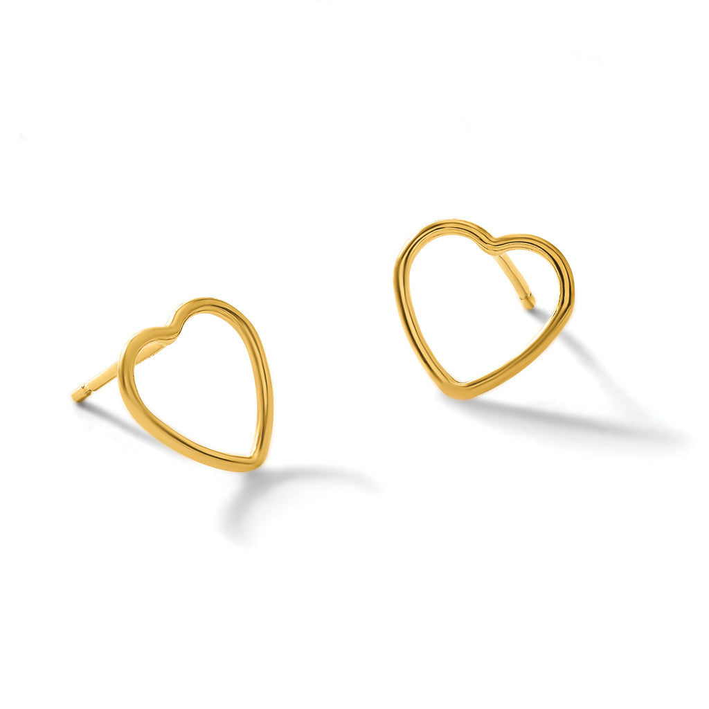 14K Gold Filled 10mm Open Heart Post Earrings - view 4
