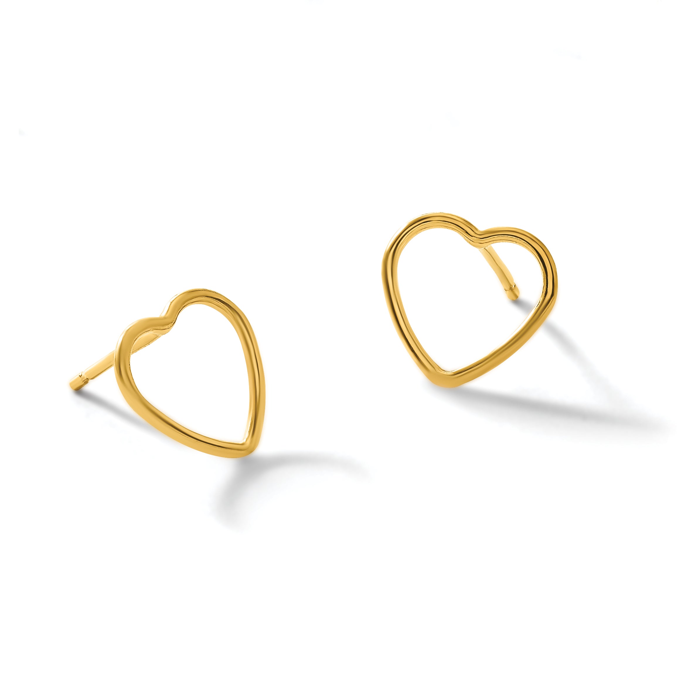 14K Gold Filled 10mm Open Heart Post Earrings - view 4