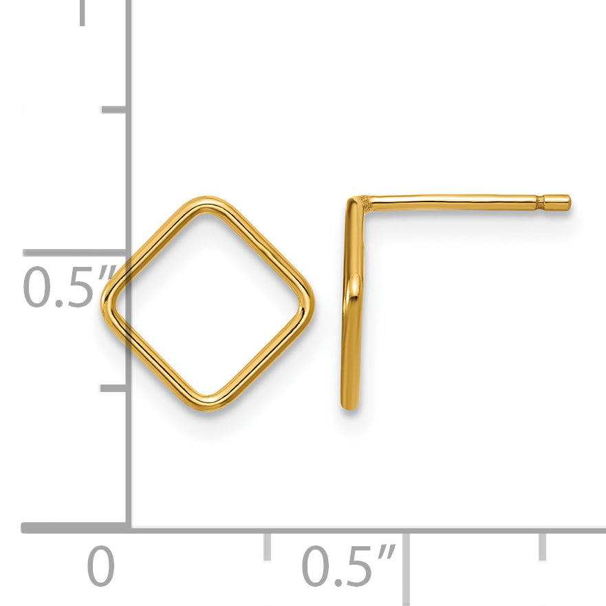 14K Gold Filled 8mm Open Square Post Earrings - view 3