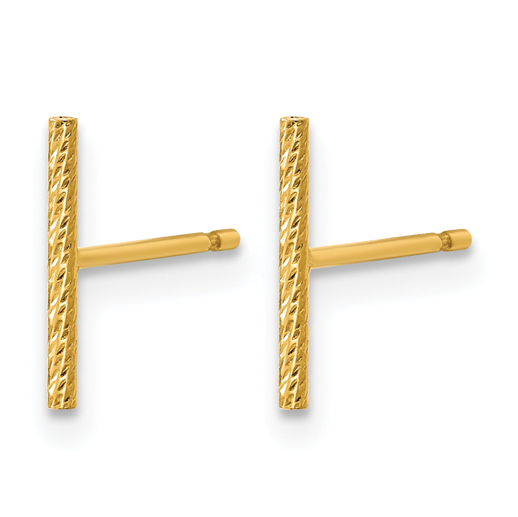 14K Gold Filled Sparkle 10mm Bar Post Earrings - view 2