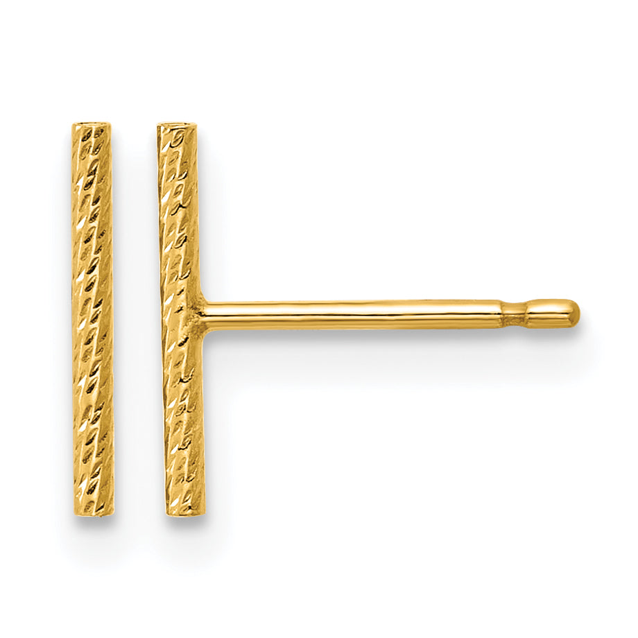 14K Gold Filled Sparkle 10mm Bar Post Earrings by Sophia Jewelers
