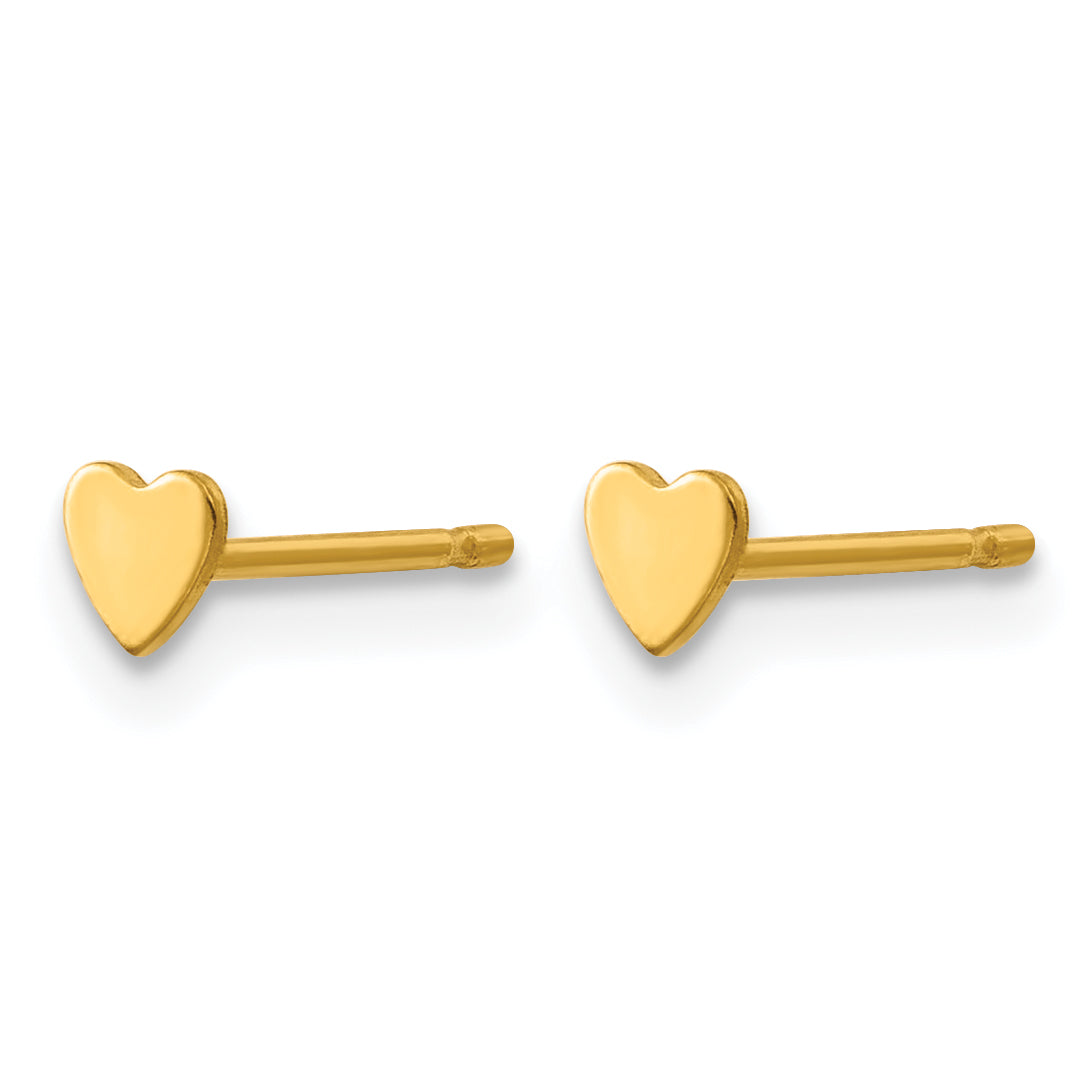 14K Gold Filled 3.5mm Heart Post Earrings - view 2