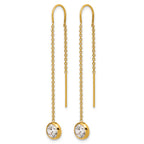 14K Gold Filled 6mm CZ Dangle Threader Earrings - view 2