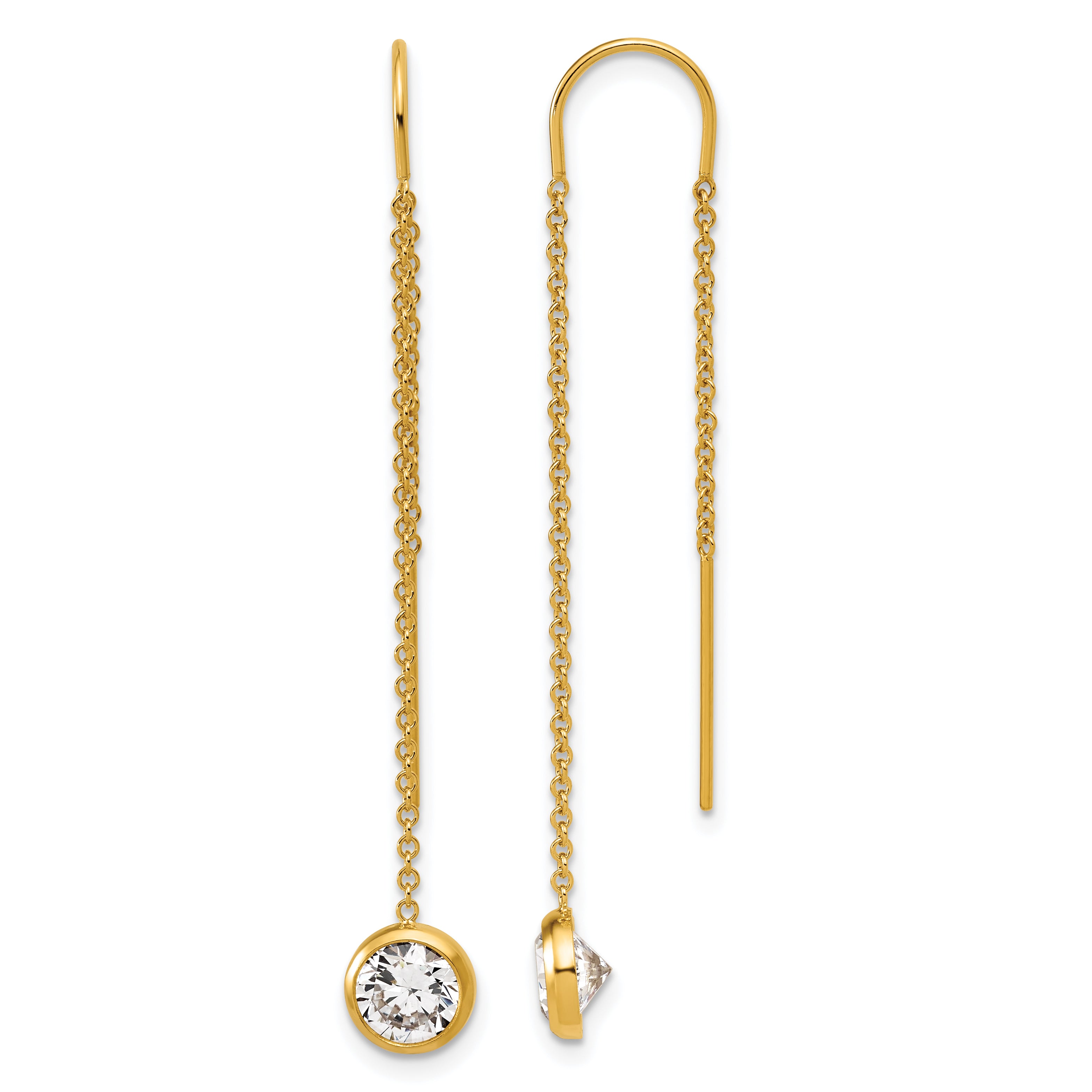 14K Gold Filled 6mm CZ Dangle Threader Earrings by Sophia Jewelers Main image