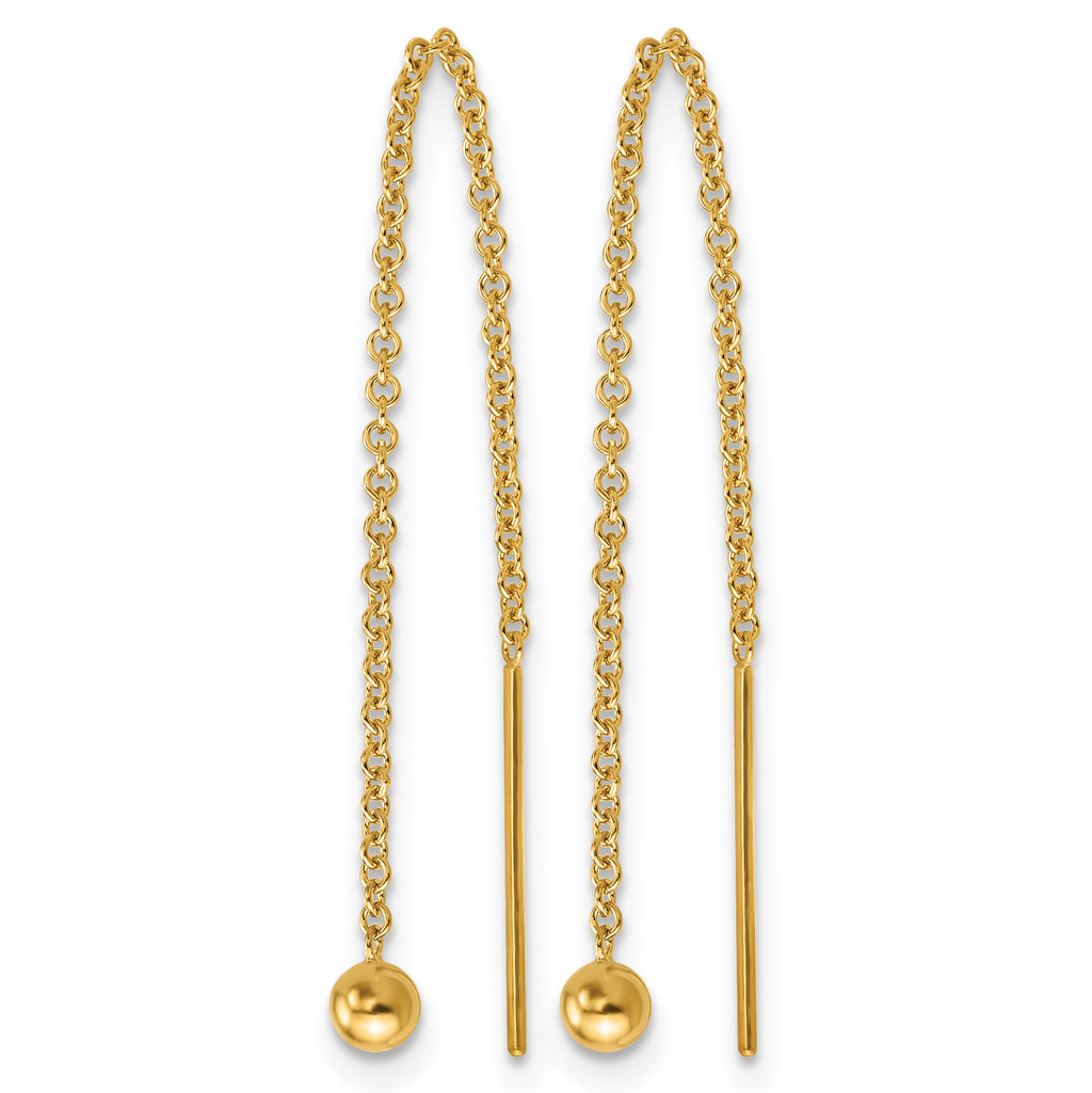 14K Gold Filled 3mm Ball Dangle Threader Earrings - view 2