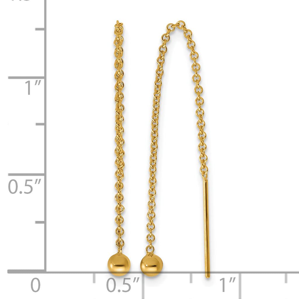 14K Gold Filled 3mm Ball Dangle Threader Earrings - view 3