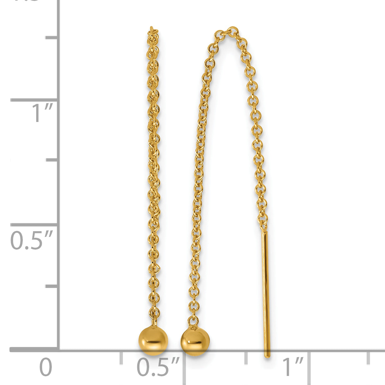 14K Gold Filled 3mm Ball Dangle Threader Earrings - view 3