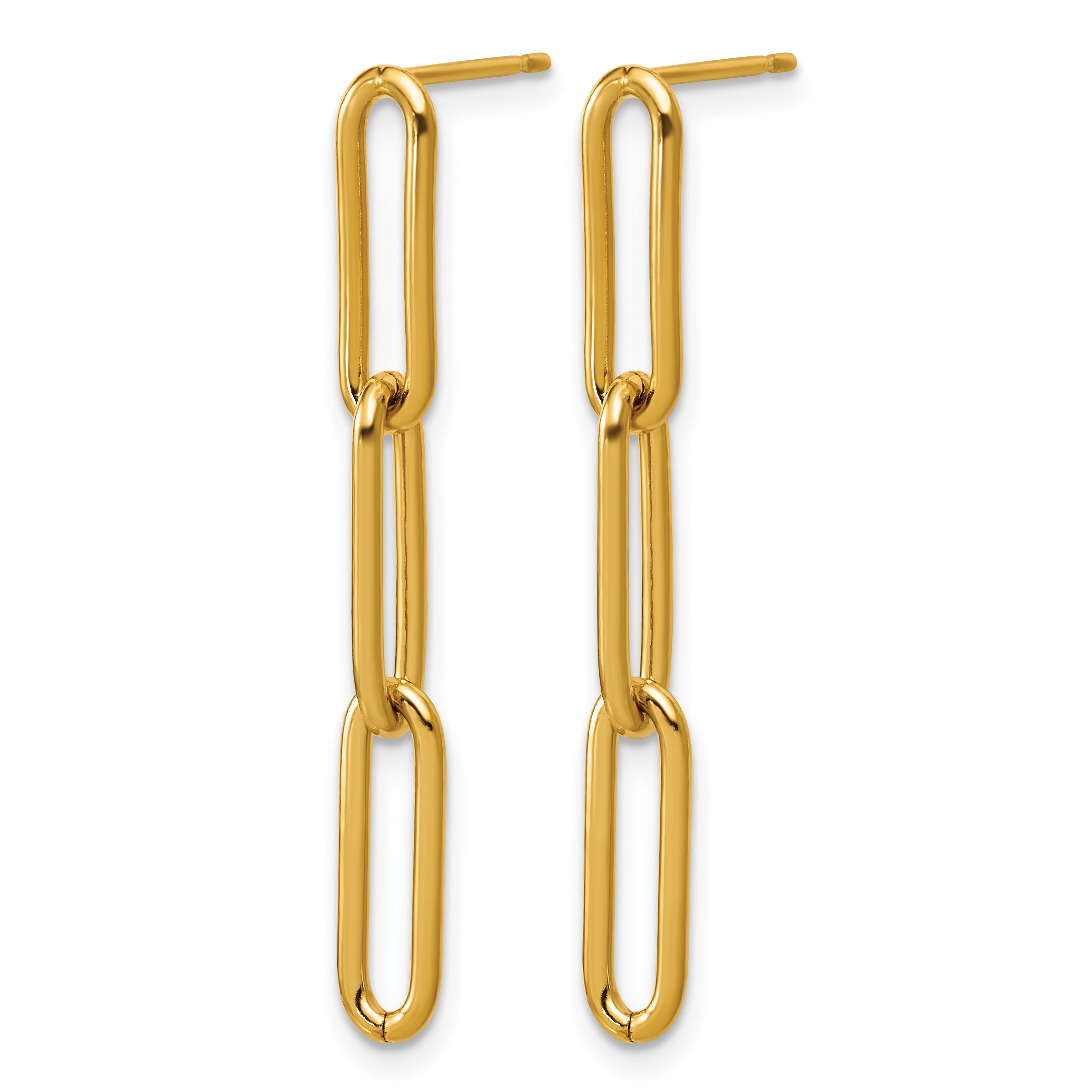 14K Gold Filled Paperclip Link Post Dangle Earrings - view 2