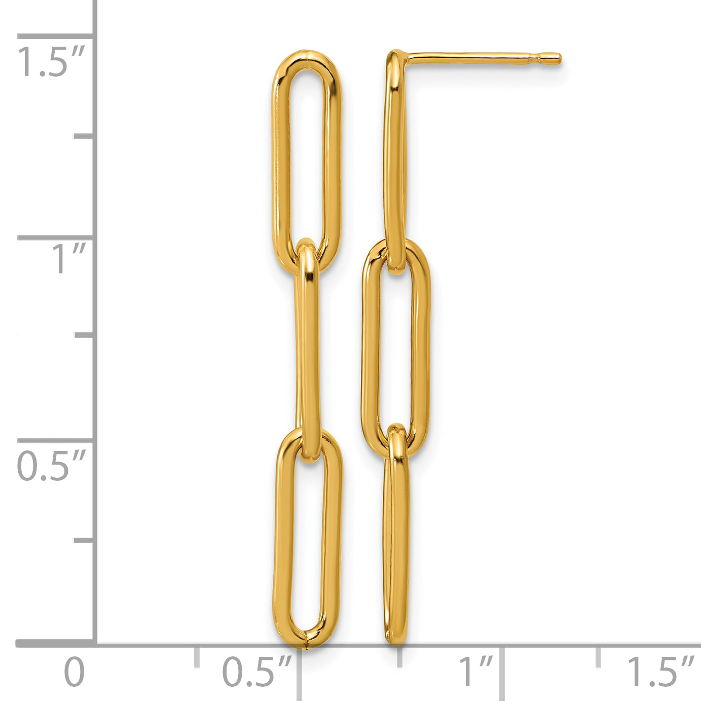 14K Gold Filled Paperclip Link Post Dangle Earrings - view 3