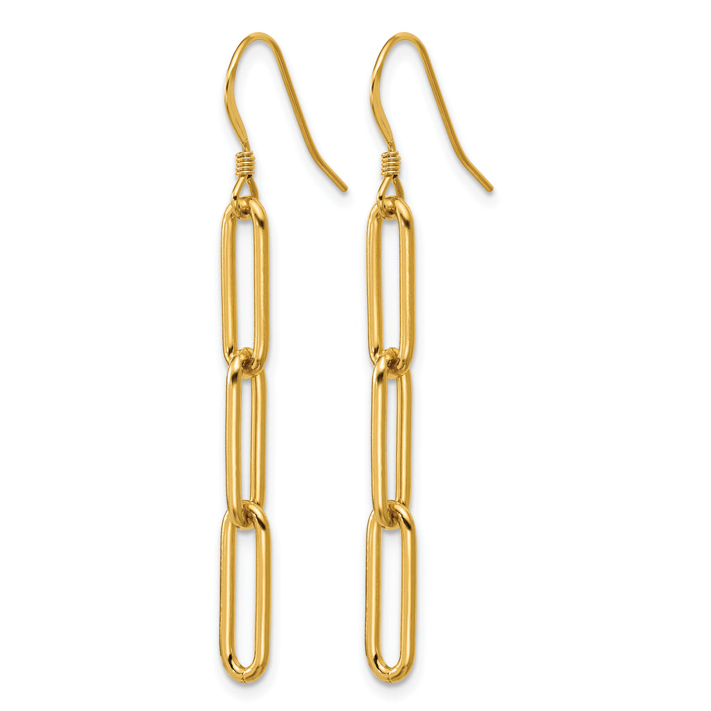 14K Gold Filled Paperclip Link Shepherd Hook Dangle Earrings - view 2