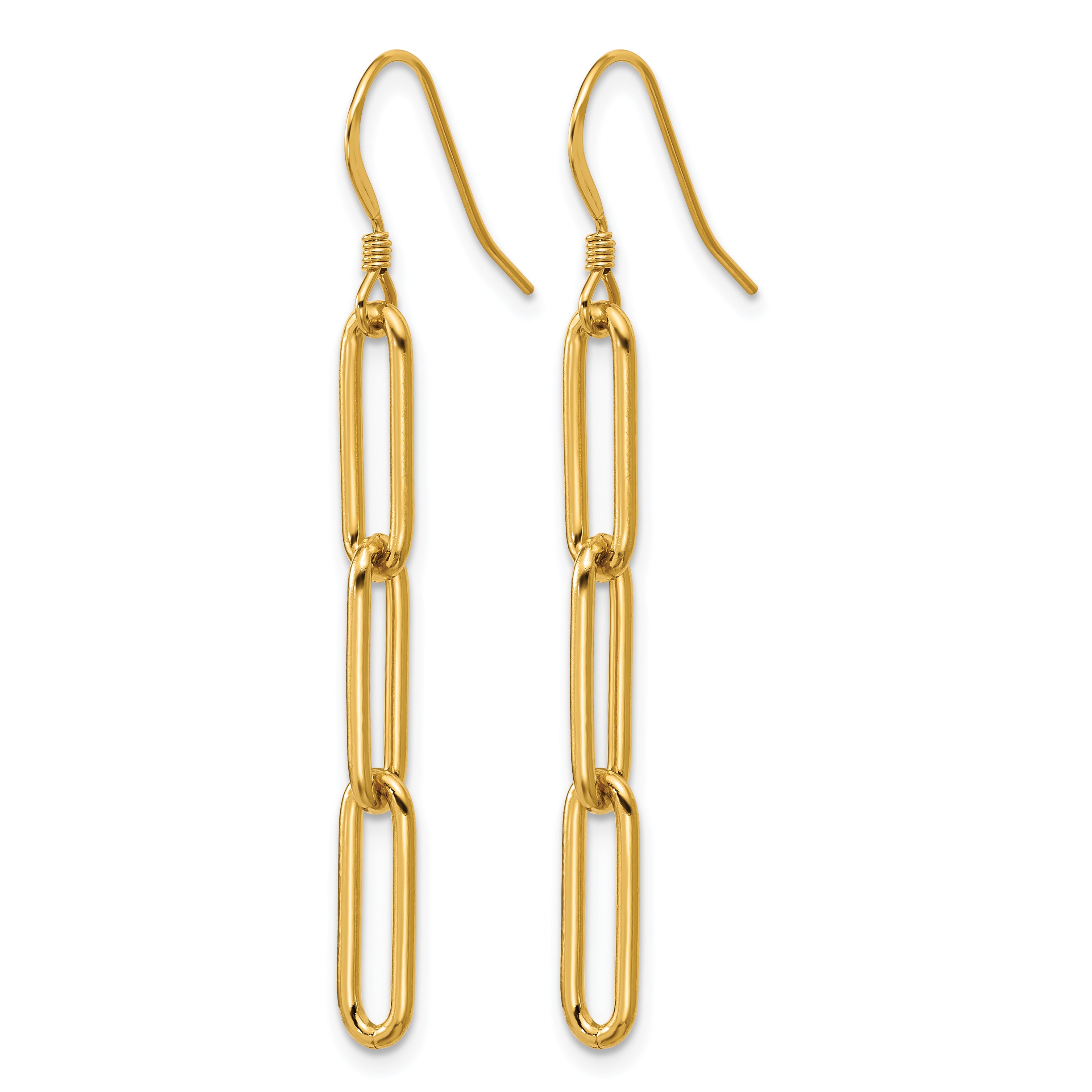 14K Gold Filled Paperclip Link Shepherd Hook Dangle Earrings - view 2