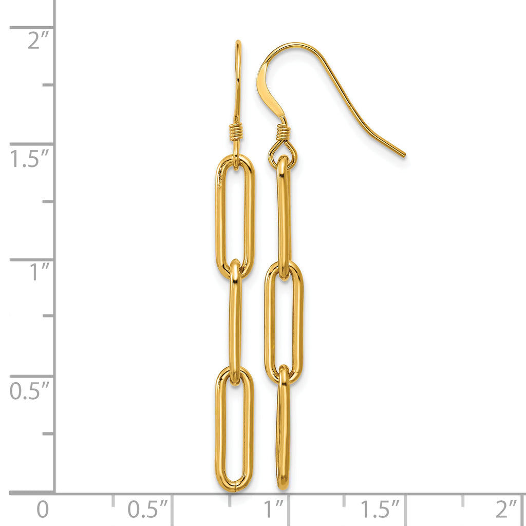 14K Gold Filled Paperclip Link Shepherd Hook Dangle Earrings - view 3