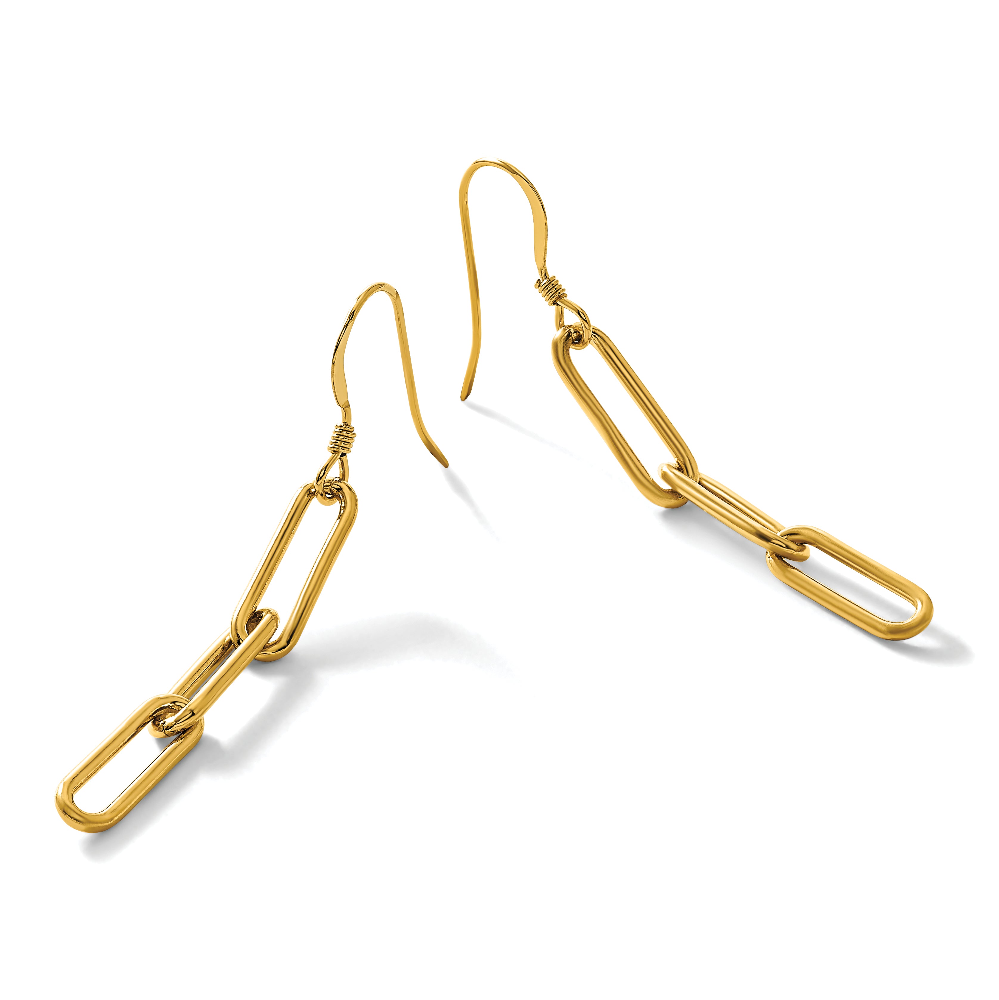 14K Gold Filled Paperclip Link Shepherd Hook Dangle Earrings - view 4