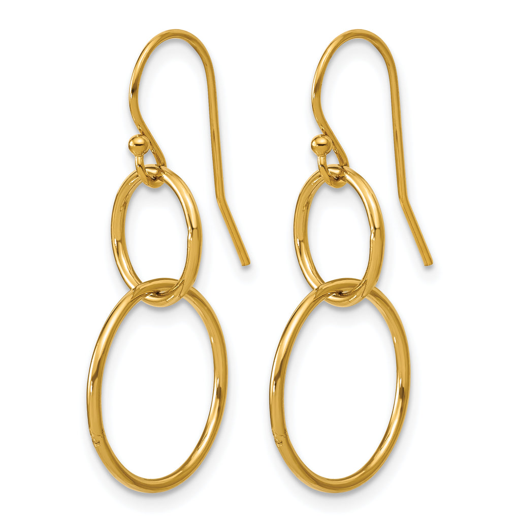 14K Gold Filled Interlocking Circles Shepherd Hook Dangle Earrings - view 2
