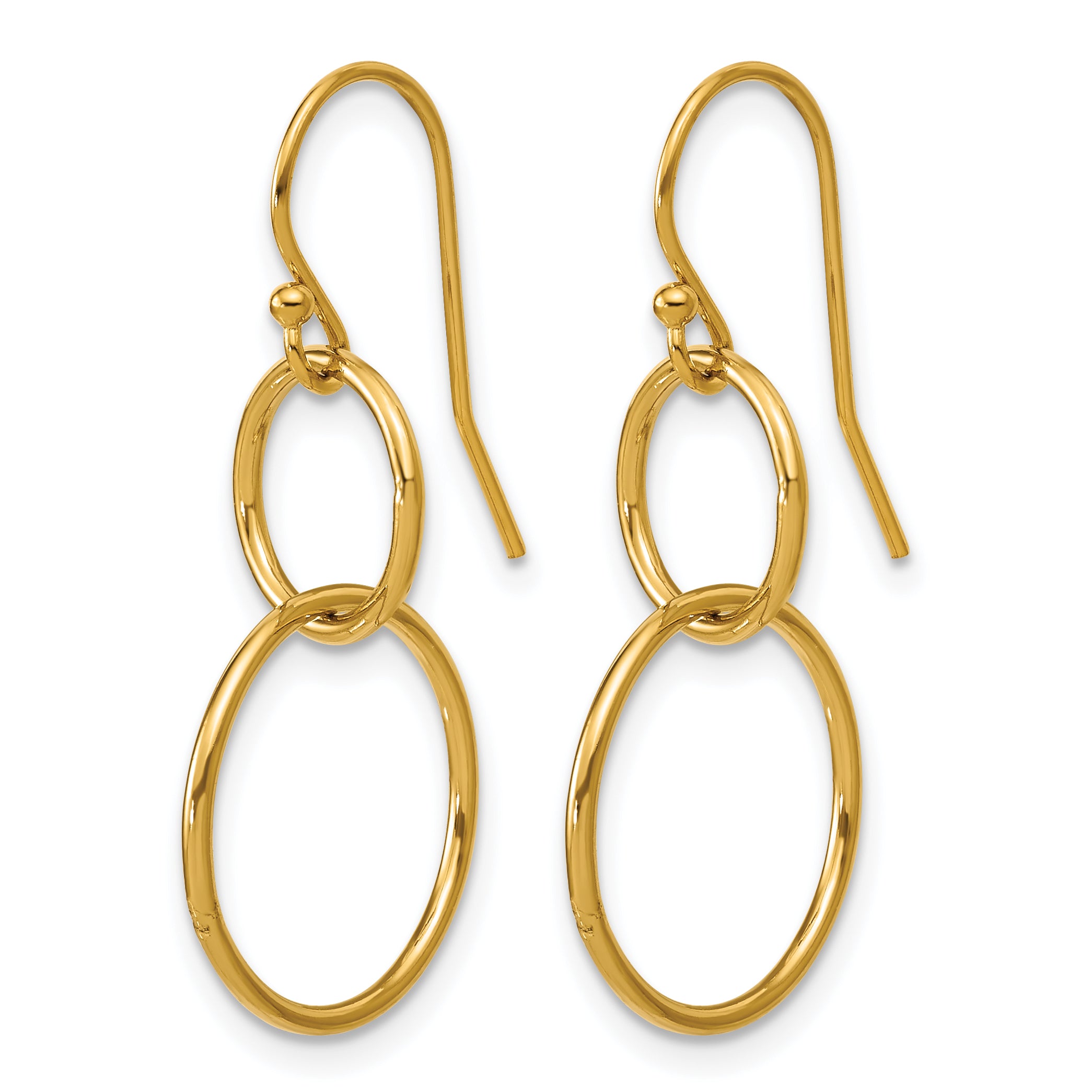 14K Gold Filled Interlocking Circles Shepherd Hook Dangle Earrings - view 2