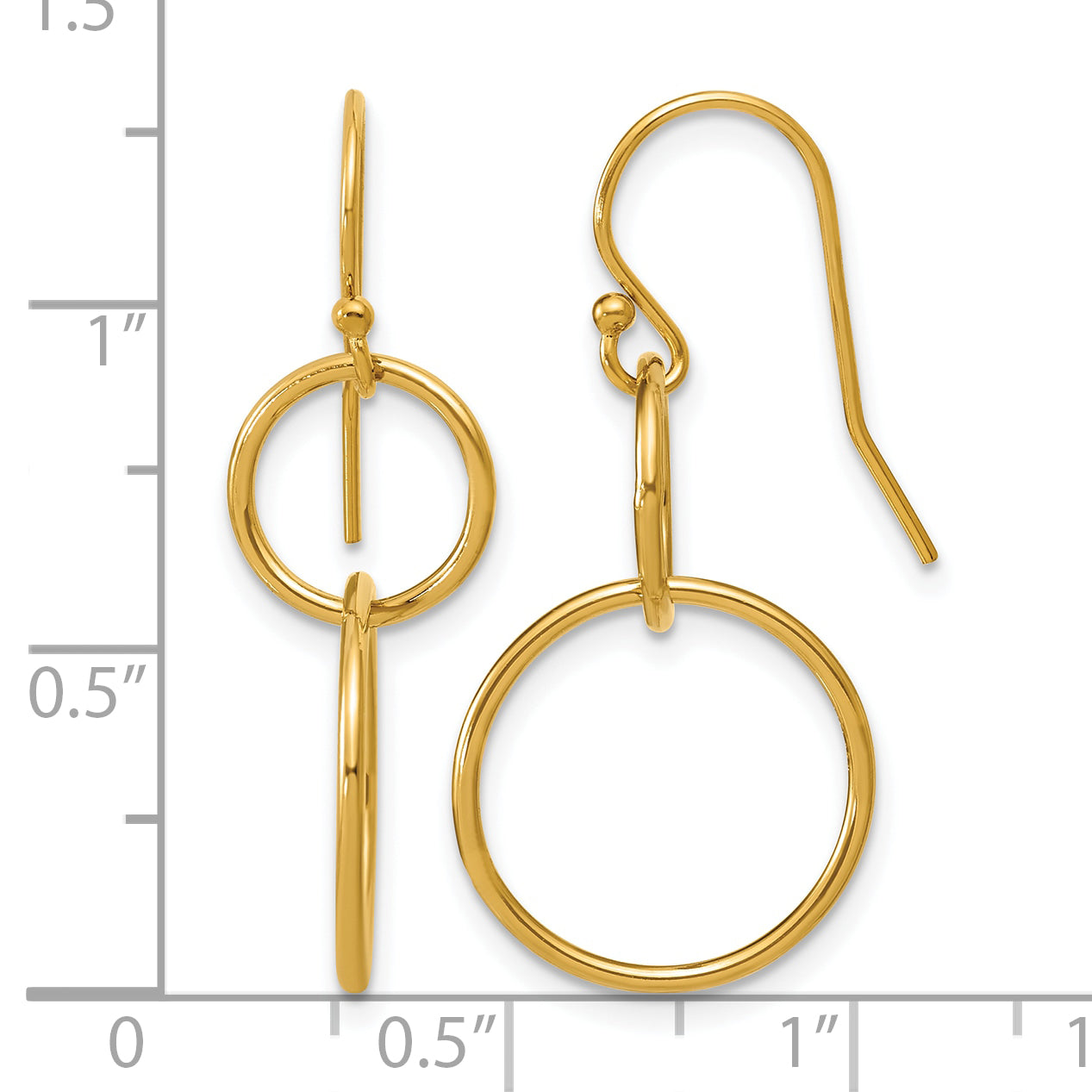 14K Gold Filled Interlocking Circles Shepherd Hook Dangle Earrings Secondary image