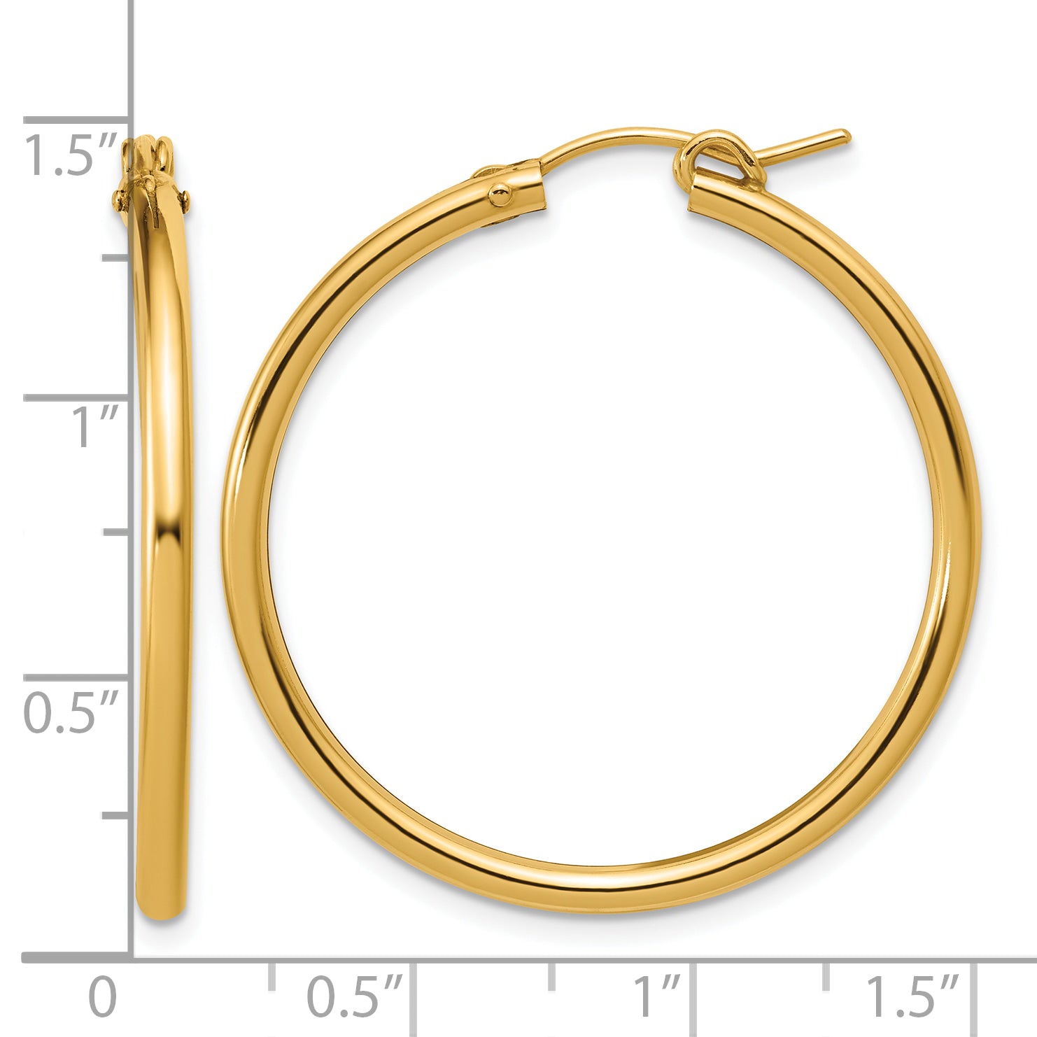 14K Gold Filled 2.30 x 35mm Eurowire Hoop Earrings - view 3