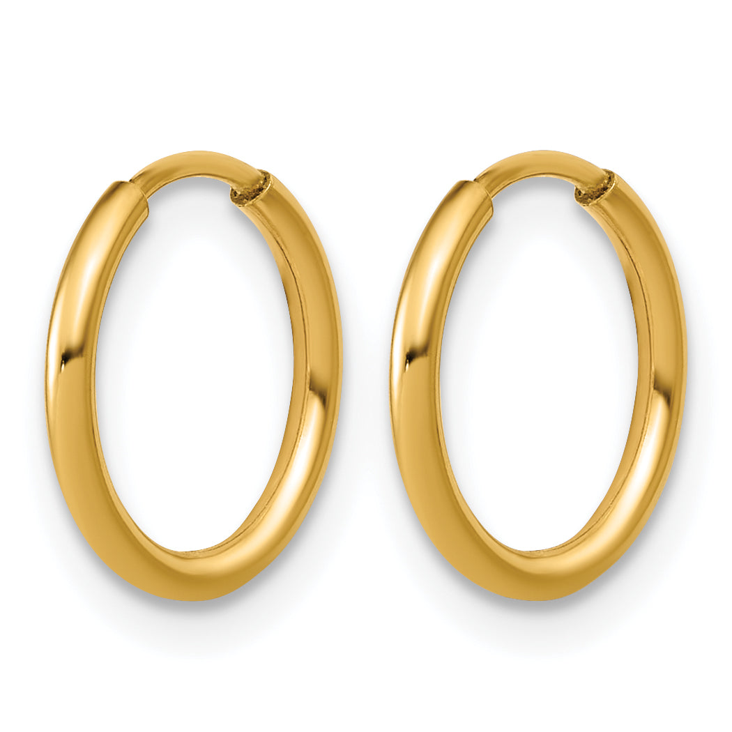 14K Gold Filled 1.25 x 12mm Endless Hoop Earrings - view 2