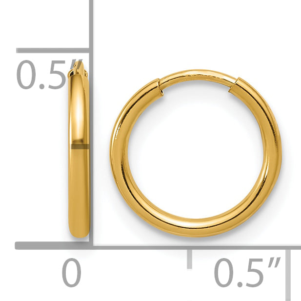 14K Gold Filled 1.25 x 12mm Endless Hoop Earrings - view 3