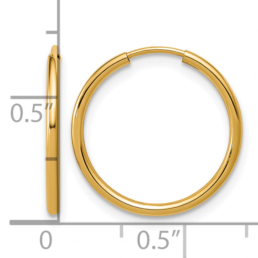 14K Gold Filled 1.25 x 17mm Endless Hoop Earrings - view 3