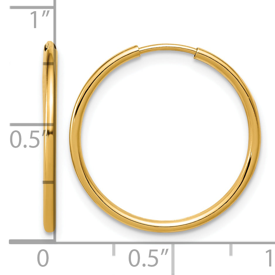 14K Gold Filled 1.25 x 20mm Endless Hoop Earrings - view 3