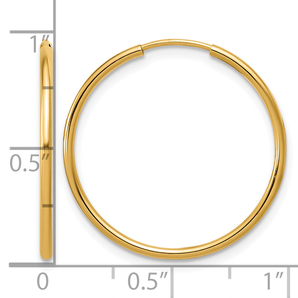 14K Gold Filled 1.25 x 24mm Endless Hoop Earrings - view 3