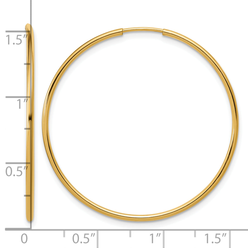 14K Gold Filled 1.25 x 38mm Endless Hoop Earrings - view 3