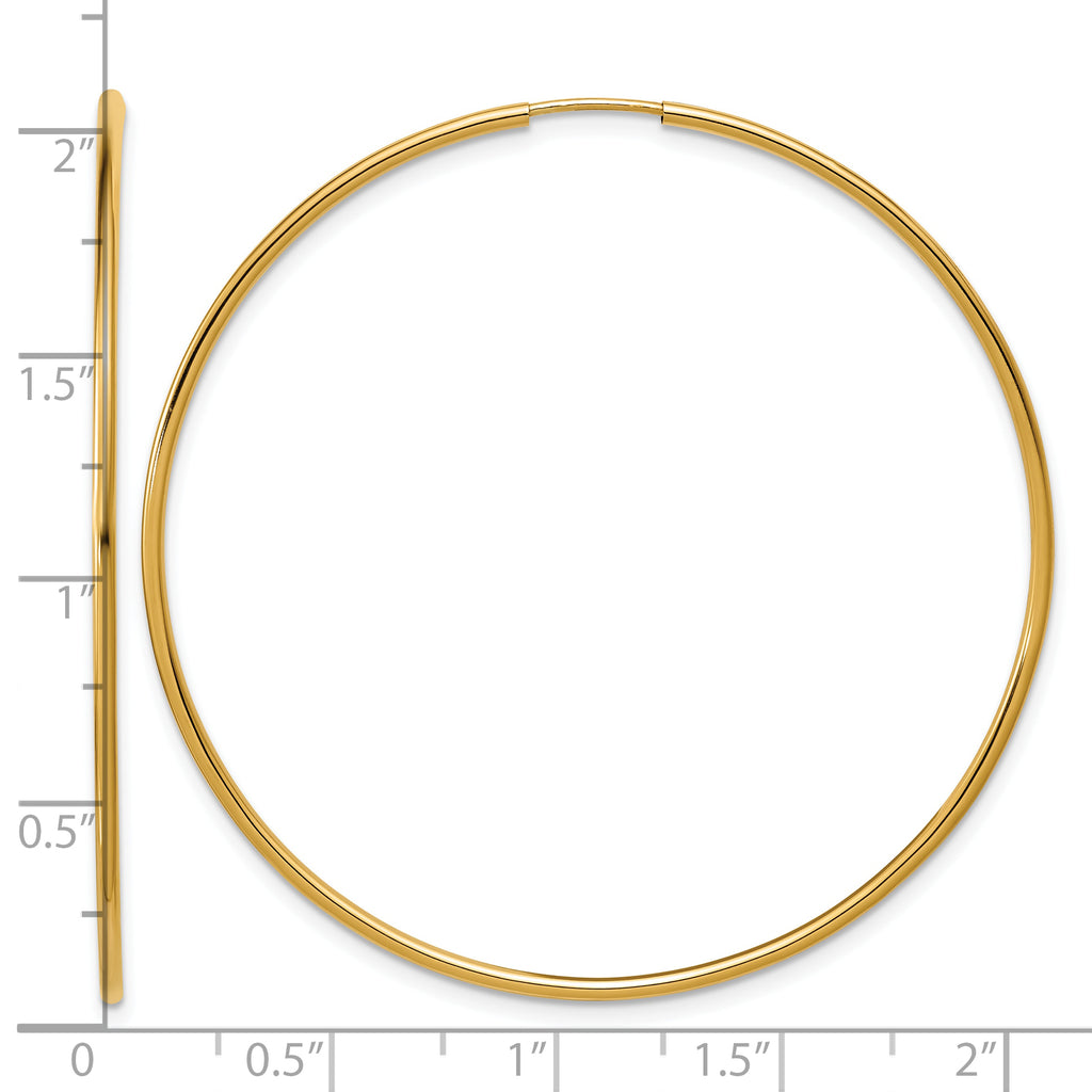 14K Gold Filled 1.25 x 50mm Endless Hoop Earrings - view 3