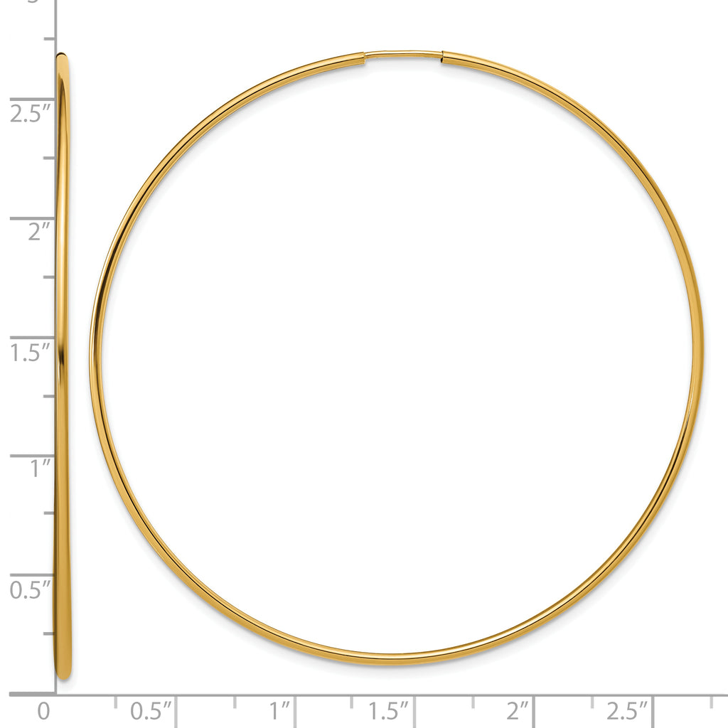 14K Gold Filled 1.25 x 65mm Endless Hoop Earrings - view 3