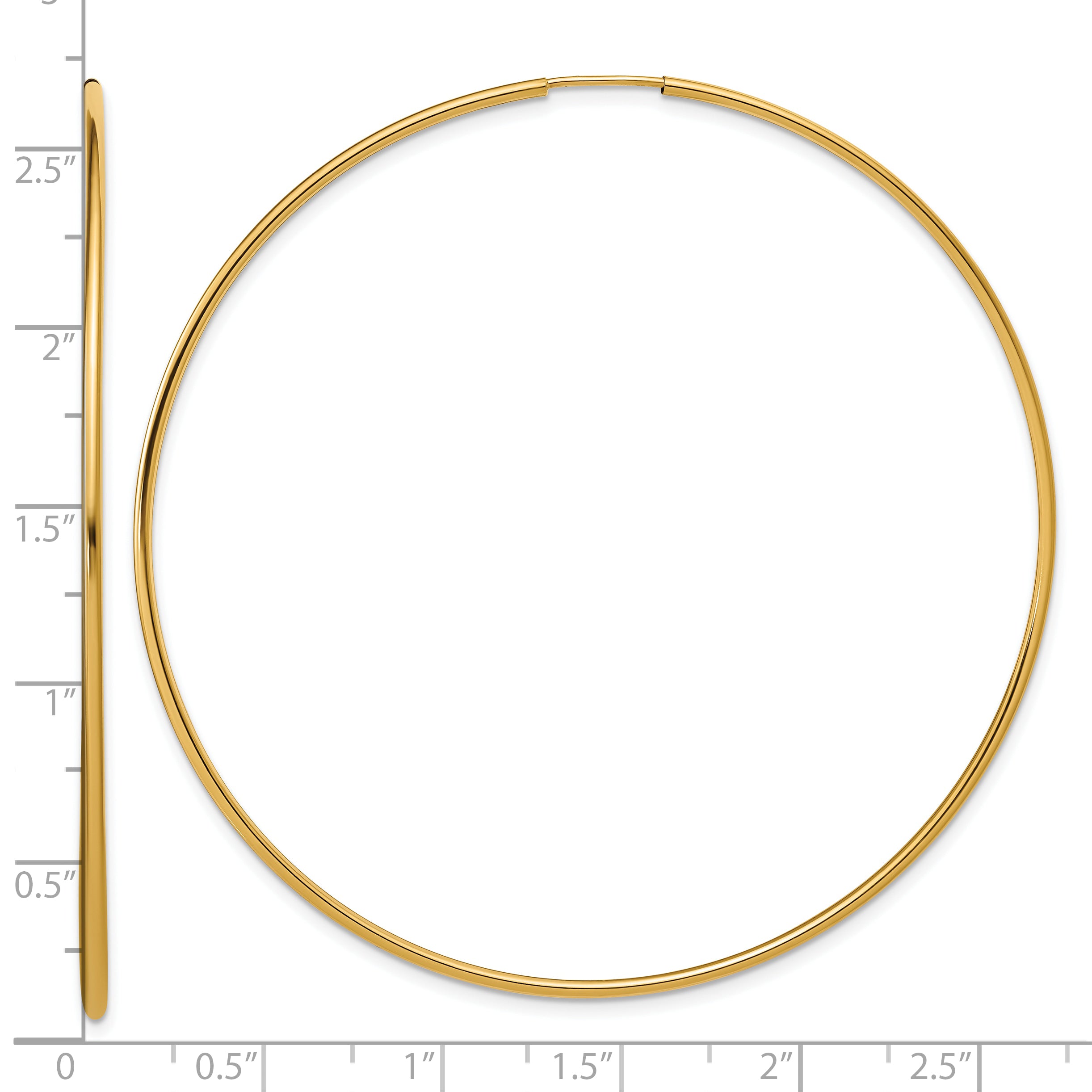 14K Gold Filled 1.25 x 65mm Endless Hoop Earrings - view 3