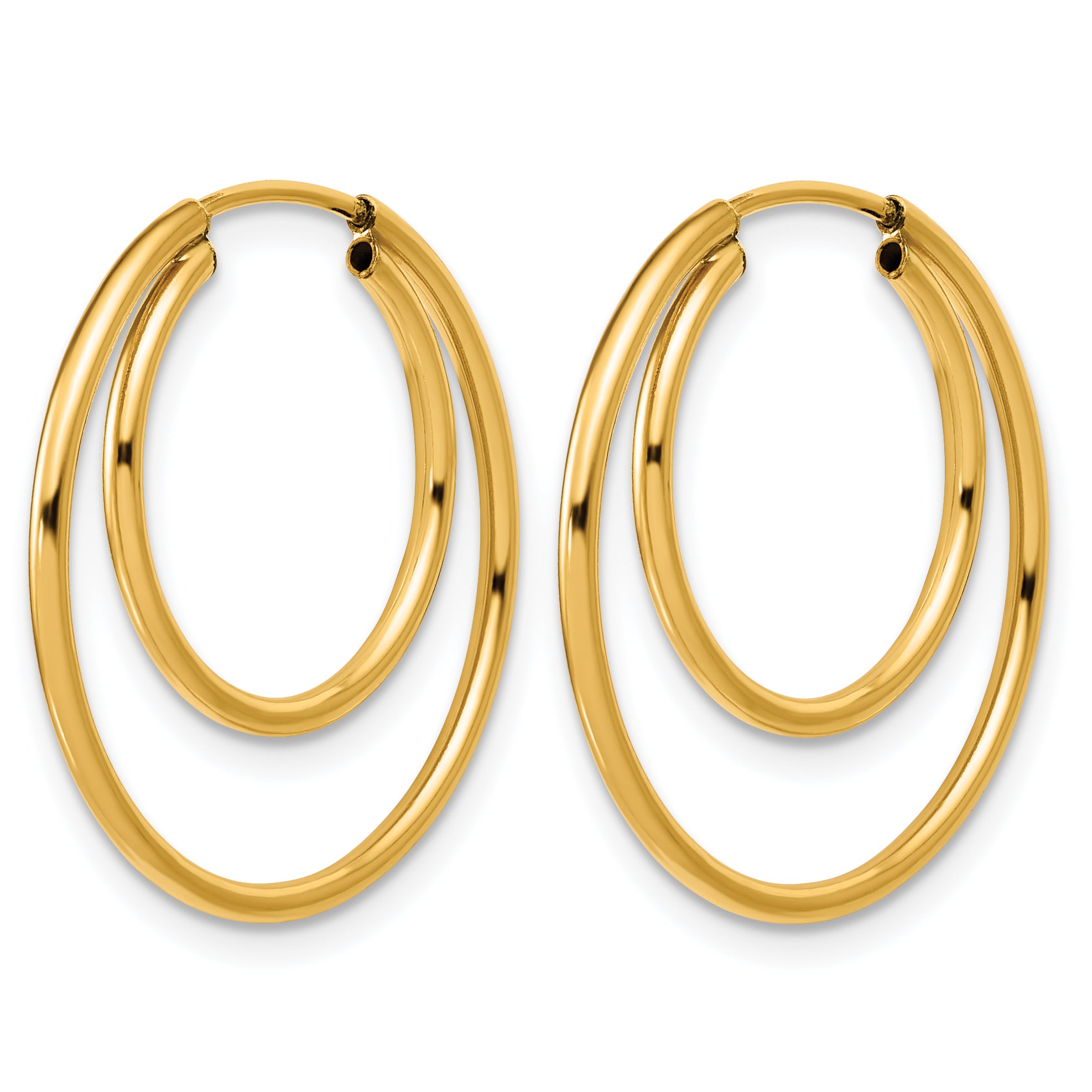 14K Gold Filled 1.30 x 16 & 24mm Double Endless Hoop Earrings - view 2