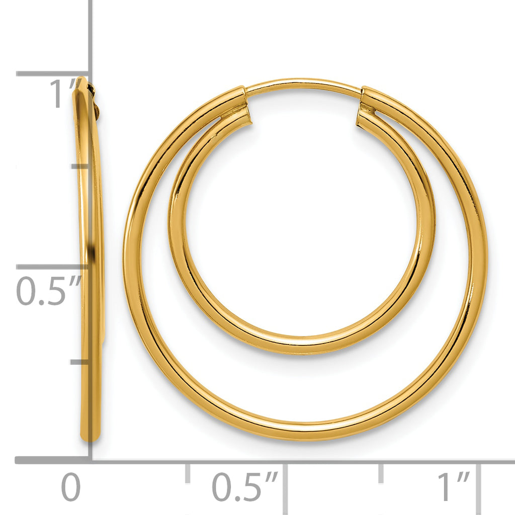 14K Gold Filled 1.30 x 16 & 24mm Double Endless Hoop Earrings - view 3