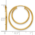 14K Gold Filled 1.30 x 16 & 24mm Double Endless Hoop Earrings - view 3