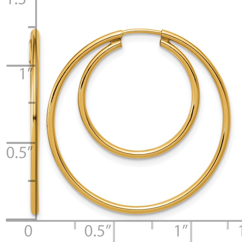 14K Gold Filled 1.30 x 20 & 30mm Double Endless Hoop Earrings - view 3