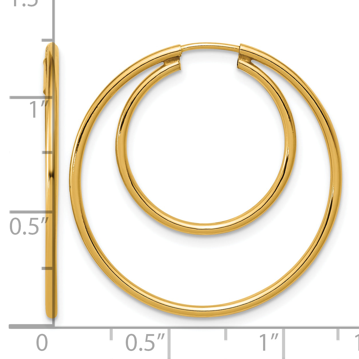 14K Gold Filled 1.30 x 20 & 30mm Double Endless Hoop Earrings - view 3